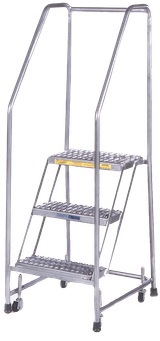 Ballymore Safety Products Aluminum Ladder, 4 Step, 20" Wide Base, 10" Deep Top Step, Serrated Tread, Setup 