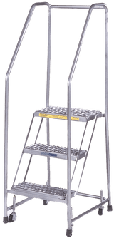 Ballymore Safety Products Aluminum Ladder, 4 Step, 20" Wide Base, 10" Deep Top Step, Serrated Tread, Setup 