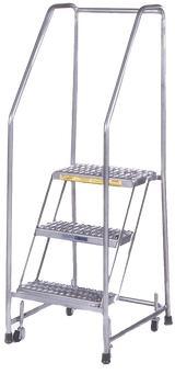 Ballymore Safety Products Aluminum Ladder, 6 Step, 30" Wide Base, 10" Deep Top Step, Serrated Tread, Setup 