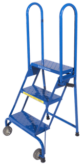 Ballymore Safety Products Aluminum Ladders, 3 Step, 24 In Wide Base, 7 in Deep Top Step, Perforated Tread, Setup 