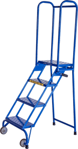 Ballymore Safety Products Aluminum Ladder, 4 Step, 24" Wide Base, 10" Deep Top Step, Perforated Tread, Setup 