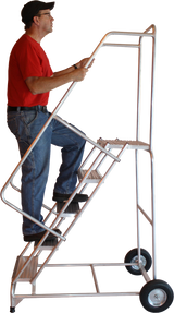 Ballymore Safety Products Aluminum Ladders, 6 Step, 30 In Wide Base, 14 in Deep Top Step, Ribbed Tread, Setup 