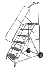 Ballymore Safety Products Aluminum Ladders, 6 Step, 30 In Wide Base, 14 in Deep Top Step, Ribbed Tread, Setup 