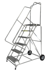 Ballymore Safety Products Aluminum Ladders, 6 Step, 36 In Wide Base, 14 in Deep Top Step, Ribbed Tread, Setup 