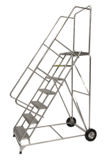 Ballymore Safety Products Aluminum Ladders, 7 Step, 36 In Wide Base, 14 in Deep Top Step, Ribbed Tread, Setup 