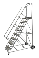 Ballymore Safety Products Aluminum Ladders, 8 Step, 36 In Wide Base, 14 in Deep Top Step, Serrated Tread, Setup 