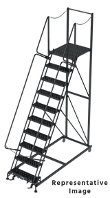 Ballymore Safety Products M2000 Series Ladders, CALOSHA, 8 Step, 32 In Wide Base, 28 in Deep Top Step, Serrated Tread, Left Exit, Right Exit, Entry Chain 