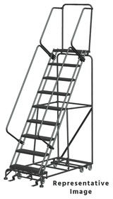 Ballymore Safety Products Cantilevered Ladders, CALOSHA, 10 Step, 32 In Wide Base, 42 in Overhang, Serrated Tread 