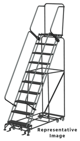 Ballymore Safety Products Cantilevered Ladders, CALOSHA, 10 Step, 32 In Wide Base, 42 in Overhang, Perforated Tread 