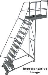 Ballymore Safety Products Cantilevered Ladders, CALOSHA, 12 Step, 32 In Wide Base, 14 in Overhang, Perforated Tread 