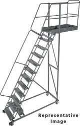 Ballymore Safety Products Cantilevered Ladders, CALOSHA, 15 Step, 40 In Wide Base, 14 in Overhang, Perforated Tread 
