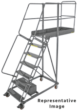 Ballymore Safety Products Cantilevered Ladders, CALOSHA, 7 Step, 32 In Wide Base, 28 in Overhang, Perforated Tread 