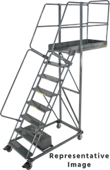 Ballymore Safety Products Cantilevered Ladders, CALOSHA, 8 Step, 32 In Wide Base, 35 in Overhang, Serrated Tread 