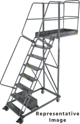 Ballymore Safety Products Cantilevered Ladders, CALOSHA, 8 Step, 32 In Wide Base, 35 in Overhang, Serrated Tread 