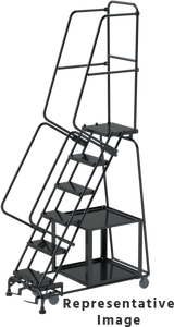 Ballymore Safety Products Stock Picking Ladders, CALOSHA, 10 Step, 32 in Wide Base, 21 in Deep Top Step, Expanded Metal Tread 