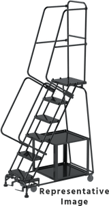 Ballymore Safety Products Stock Picking Ladders, CALOSHA, 8 Step, 24 in Wide Base, 21 in Deep Top Step, Perforated Tread 