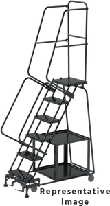 Ballymore Safety Products Stock Picking Ladders, CALOSHA, 8 Step, 24 in Wide Base, 21 in Deep Top Step, Abrasive Mat Tread, Setup 