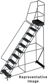 Ballymore Safety Products 50 Degree Slope Walk Down Ladders, CALOSHA, 50° Incline, 10 Step, 32 In Wide Base, 14 in Deep Top Step, Abrasive Mat Tread 