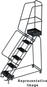 Ballymore Safety Products 50 Degree Slope Walk Down Ladders, CALOSHA, 50° Incline, 6 Step, 24 In Wide Base, 14 in Deep Top Step, Expanded Metal Tread 