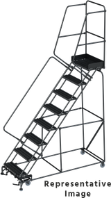 Ballymore Safety Products 50 Degree Slope Walk Down Ladders, CALOSHA, 50° Incline, 8 Step, 24 In Wide Base, 14 in Deep Top Step, Expanded Metal Tread 