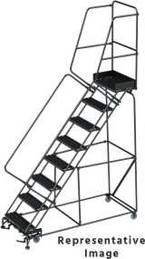 Ballymore Safety Products 50 Degree Slope Walk Down Ladders, CALOSHA, 50° Incline, 8 Step, 32 In Wide Base, 14 in Deep Top Step, Abrasive Mat Tread 