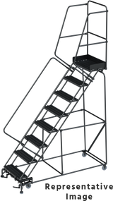 Ballymore Safety Products 50 Degree Slope Walk Down Ladders, CALOSHA, 50° Incline, 8 Step, 32 In Wide Base, 14 in Deep Top Step, Expanded Metal Tread 
