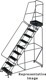 Ballymore Safety Products 50 Degree Slope Walk Down Ladders, CALOSHA, 50° Incline, 9 Step, 32 In Wide Base, 14 in Deep Top Step, Abrasive Mat Tread 