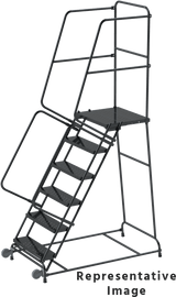 Ballymore Safety Products Tilt & Roll Ladders, CALOSHA, 5 Step, 30 in Wide Base, 21 in Deep Top Step, Serrated Tread, Setup 
