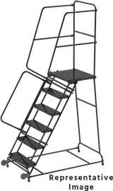 Ballymore Safety Products Tilt & Roll Ladders, CALOSHA, 6 Step, 30 in Wide Base, 21 in Deep Top Step, Serrated Tread 