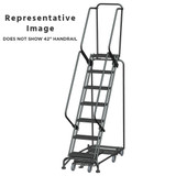 Weight Actuated All Directional Ladders, CALOSHA, Weight Actuated, All Directional, 7 Step, 24 In Wide Base, 14 in Deep Top Step, Serrated Tread, Setup