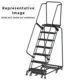 Weight Actuated All Directional Ladders, CALOSHA, Weight Actuated, All Directional, 7 Step, 32 In Wide Base, 14 in Deep Top Step, Serrated Tread