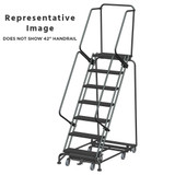 Weight Actuated All Directional Ladders, CALOSHA, Weight Actuated, All Directional, 7 Step, 32 In Wide Base, 14 in Deep Top Step, Perforated Tread, Setup