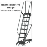 Weight Actuated All Directional Ladders, CALOSHA, Weight Actuated, All Directional, 8 Step, 24 In Wide Base, 14 in Deep Top Step, Serrated Tread, Setup