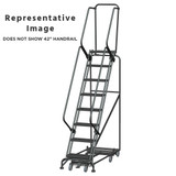 Weight Actuated All Directional Ladders, CALOSHA, Weight Actuated, All Directional, 8 Step, 24 In Wide Base, 14 in Deep Top Step, Perforated Tread