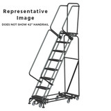 Weight Actuated All Directional Ladders, CALOSHA, Weight Actuated, All Directional, 8 Step, 24 In Wide Base, 14 in Deep Top Step, Abrasive Mat Tread, Setup