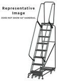 Weight Actuated All Directional Ladders, CALOSHA, Weight Actuated, All Directional, 8 Step, 24 In Wide Base, 14 in Deep Top Step, Expanded Metal Tread, Setup