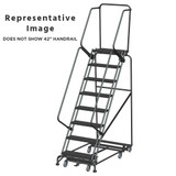 Weight Actuated All Directional Ladders, CALOSHA, Weight Actuated, All Directional, 8 Step, 32 In Wide Base, 14 in Deep Top Step, Perforated Tread, Setup