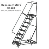 Weight Actuated All Directional Ladders, CALOSHA, Weight Actuated, All Directional, 8 Step, 32 In Wide Base, 14 in Deep Top Step, Abrasive Mat Tread