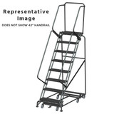 Weight Actuated All Directional Ladders, CALOSHA, Weight Actuated, All Directional, 8 Step, 32 In Wide Base, 14 in Deep Top Step, Expanded Metal Tread