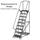 Weight Actuated All Directional Ladders, CALOSHA, Weight Actuated, All Directional, 9 Step, 32 In Wide Base, 14 in Deep Top Step, Perforated Tread