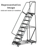 Weight Actuated All Directional Ladders, CALOSHA, Weight Actuated, All Directional, 9 Step, 32 In Wide Base, 14 in Deep Top Step, Abrasive Mat Tread, Setup