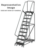 Weight Actuated All Directional Ladders, CALOSHA, Weight Actuated, All Directional, 10 Step, 32 In Wide Base, 14 in Deep Top Step, Serrated Tread, Setup