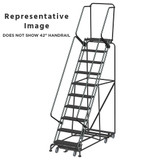 Weight Actuated All Directional Ladders, CALOSHA, Weight Actuated, All Directional, 10 Step, 32 In Wide Base, 14 in Deep Top Step, Perforated Tread