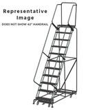 Weight Actuated All Directional Ladders, CALOSHA, Weight Actuated, All Directional, 11 Step, 32 In Wide Base, 14 in Deep Top Step, Perforated Tread