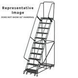 Weight Actuated All Directional Ladders, CALOSHA, Weight Actuated, All Directional, 11 Step, 32 In Wide Base, 14 in Deep Top Step, Expanded Metal Tread, Setup