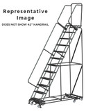 Weight Actuated All Directional Ladders, CALOSHA, Weight Actuated, All Directional, 12 Step, 32 In Wide Base, 14 in Deep Top Step, Abrasive Mat Tread