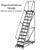 Weight Actuated All Directional Ladders, CALOSHA, Weight Actuated, All Directional, 12 Step, 32 In Wide Base, 14 in Deep Top Step, Expanded Metal Tread