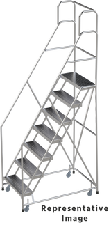 Ballymore Safety Products Aluminum Ladders, CALOSHA, 7 Step, 30 In Wide Base, 10 in Deep Top Step, Ribbed Tread, Setup 