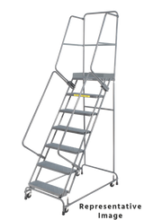 Ballymore Safety Products Spring Loaded Caster Ladders, CALOSHA, 6 Step, 30 In Wide Base, 14 in Deep Top Step, Perforated Tread 