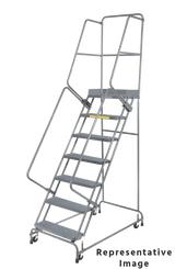 Ballymore Safety Products Spring Loaded Caster Ladders, CALOSHA, 7 Step, 26 In Wide Base, 14 in Deep Top Step, Expanded Metal Tread 
